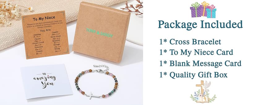 TONY & SANDY Cross Bracelet for Women, Christian Gifts for Women, Confirmation Baptism Easter Gifts, Unique Gift for Friends Daughter Mom Sister in Christ Niece on Birthday Christmas