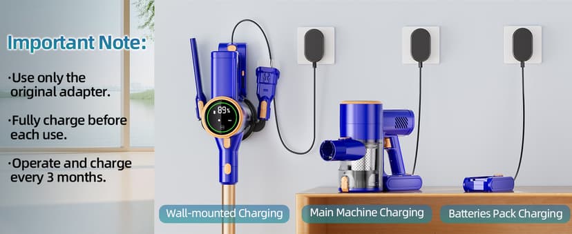 Cordless Vacuum Cleaner, 180° Bendable Wand Stick Vacuum Cleaners with LED Touch Screen, 8-in-1 Lightweight Rechargeable Vacuum with 1.5L Dust Cup for Home Hard Floor Low-Pile Carpet