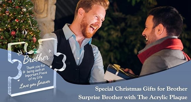 Funnli Gifts for Men Boys Acrylic Plaque - Fathers Day Christmas Birthday Gifts for Brother 3.35 x 2.76 Inch Desk Decorations - Brother Son Nephew Grandson Graduation Gifts from Sister