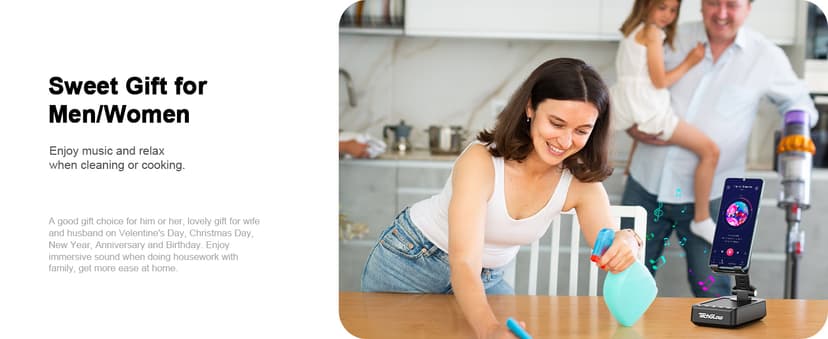 TechGlow Foldable Cellphone Stand with Bluetooth Speaker Power Bank 360° Rotatable Phone Stand Birthday Gifts for Men Women Mother Father Cool Tech Gadgets