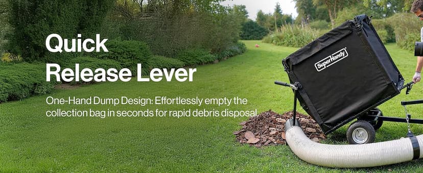 SuperHandy Towable Leaf and Lawn Vacuum – 180 Gal Collection, 15HP Electric Start Engine, Serrated Impeller, Pin-Hitch, One-Hand Dump, 13 in. Wheels