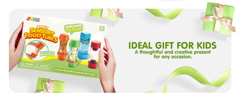 JOYIN 4-Pack Fidget Tubes for Kids, Sensory Tubes, Stress Relief Toy, Speech Therapy, Calming Toys for Children with Autism, Calm Down Corner Classroom Supplies, Christmas School Gifts for Toddlers