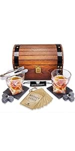 Whiskey Stones Gift Set by Royal Reserve – Artisan Crafted Reusable Chilling Rocks for Scotch – Stocking Stuffer for Men - Bourbon Gifts for Husband Dad Boyfriend Guy