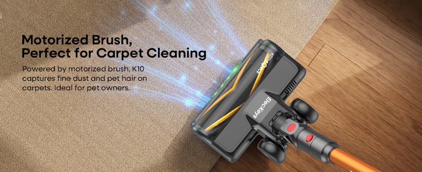 ElecKeys Cordless Vacuum Cleaner, 600W 50KPA 70Mins Self-Standing Vacuum Cleaners for Home, Stick Vacuum with Touch Screen, Upgraded Anti-Tangled Vacuum Cordless for Pet Hair, Floors, Carpets, Gold