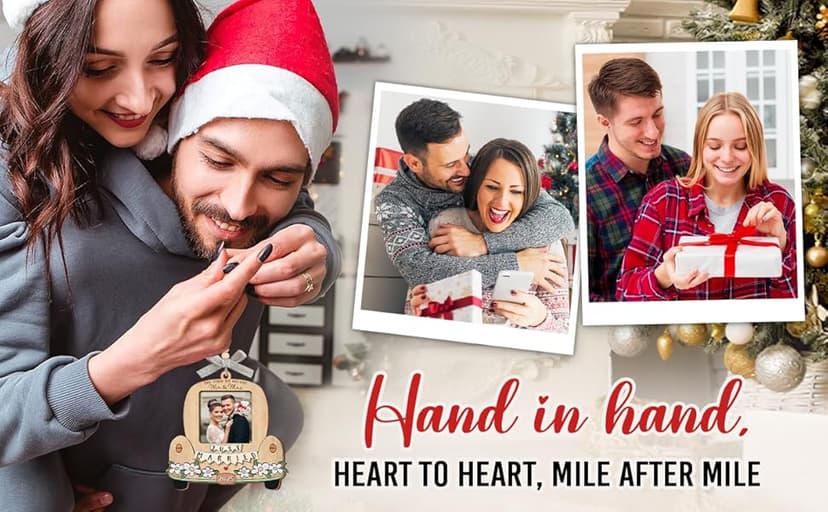 Just Married Personalized Christmas Ornaments - Wedding Gifts for Couples 2025, Bridal Shower Gift for Bride, Custom Wooden Ornaments with Picture, Newly Wed Gifts for The Couple Mr and Mrs Engagement