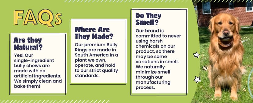 Pawstruck All-Natural 4" Bully Stick Rings for Dogs - Rawhide-Free, 100% Beef, Single Ingredient Dental Chew Bones - Fully Digestible, Low Odor - 10 Count - Packaging May Vary