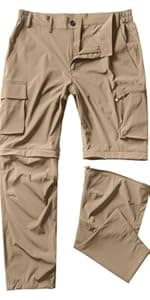 Gash Hao Mens Hiking Convertible Pants Outdoor Waterproof Quick Dry Zip Off Lightweight Fishing Pants
