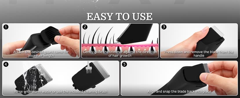 Bikini Trimmer for Women Men, 2 in 1 Electric Razors Shaver, IPX7 Waterproof Body Hair Trimmer with Mirror, LED Light & Display, Painless Pubic Hair Removal, Black