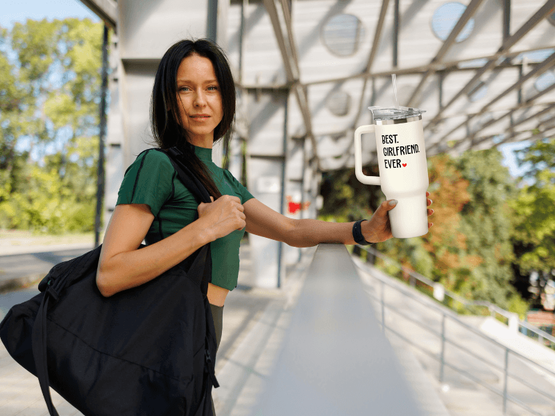 Gifts for Girlfriend - Girlfriend Gifts for Women - Anniversary, Valentines, Birthday Cup for Her - Romantic Love Glass for Couple - 40 Oz Stainless Steel Tumbler with Lid