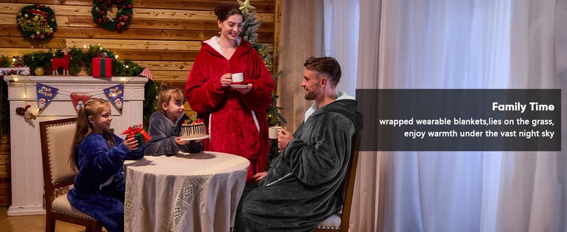 yescool Wearable Blanket Hoodie - Birthday Christmas Gifts for Women Mom Girlfriend, Oversized Flannel Sherpa Cozy Hooded Blanket Sweatshirt Adult With Hood Pocket & Sleeves, One Size Fits All (Grey)