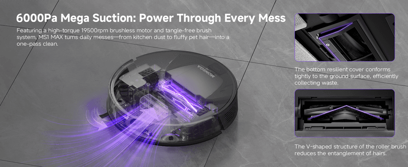 MONSGA Robot Vacuum and Mop Combo, 6000Pa Robotic Vacuum with 3.5L Self Emptying Station, Lidar Navigation Robot Vacuum Cleaner, 180mins Runtime, APP/Remote/Voice Control, for Hard Floors and Carpets