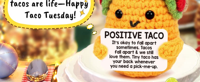 Mini Emotional Taco Support Funny Birthday Gifts for Women Men Mom Dad Husband Daughter Sister Friend Coworker Inspirational Relaxation Gifts Positive Crochet Animals Party Favors Christmas Stuffer