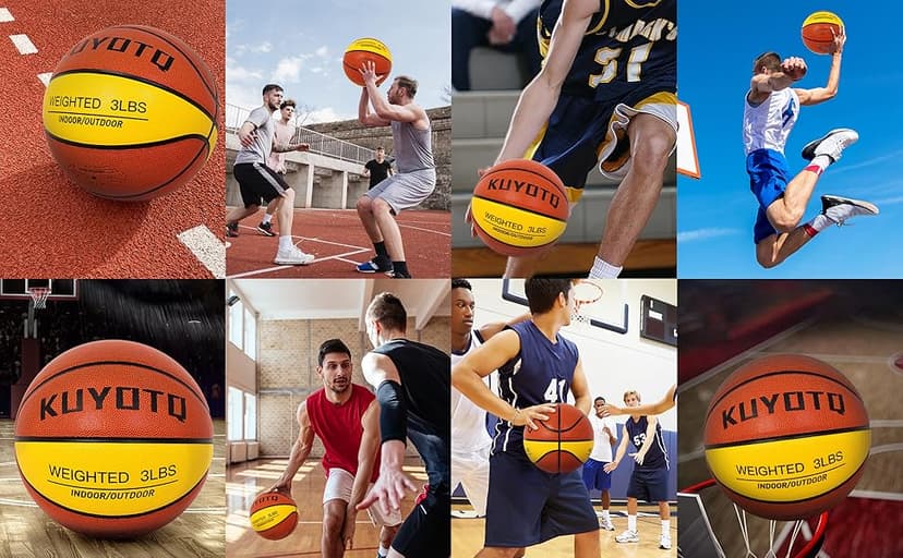 KUYOTQ 3LBS/3.3LBS/2.2LBS/ 29.5/28.5" Weighted Basketball Composite Indoor Outdoor Heavy Trainer Basketball for Improving Ball Handling Dribbling Passing and Rebounding Skill (deflated, Size 7/6)