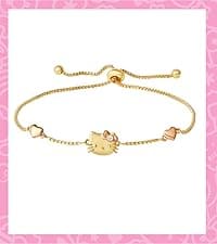 Hello Kitty Hoop Earrings for Women Official License, Gold Tone Flash-Plated and Enamel Sanrio Earrings