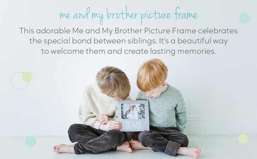 Tiny Ideas Me and My Brother Picture Frame, Christmas Photo Picture Frame, Sibling Keepsake, Ideal Big Brother Gift, Shower Gift and Gender Neutral Nursery Decor, Gray