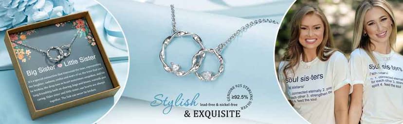 Sister Gifts, Sterling Silver Interlocking 2 Circles Necklace for Big & Little Sisters, Sister Birthday Gifts from Sisters