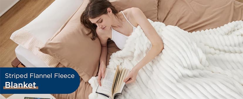 Bedsure GentleSoft White Throw Blanket for Couch - Cozy Blanket for Women, Cute Fleece Throws for Girls, Teacher Gifts Birthday Gifts for Women Men Mom, Room Home Dorm Decor, Off White, 50x60 Inches