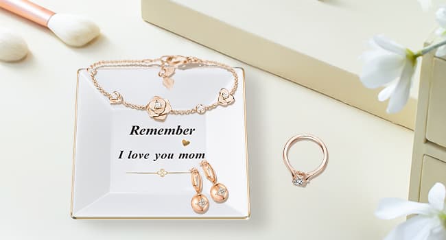 Ceramic Jewelry Tray for Mom: Christmas Gifts for Women Wife Grandma.Trinket Tray Dish Decorations for Rings Earrings Necklaces Bracelet, Mothers Day Birthday Gifts for Women Mom Sister Friends