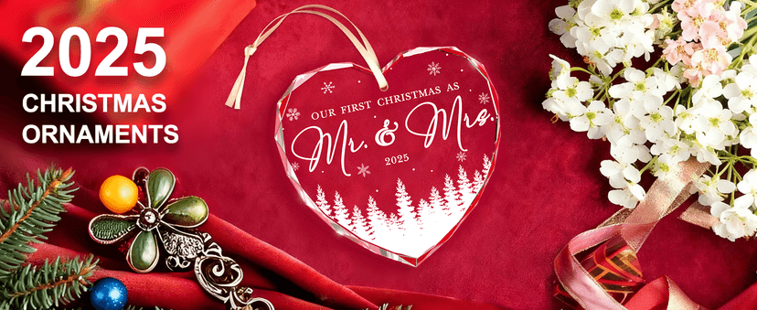 First Christmas Married Ornament 2025, Mr and Mrs Gifts, Wedding Gift for Couples 2025, Newlyweds, Glass Christmas Ornaments 2025, Bridal Shower Gift, Just Married Xmas Hanging Ornament