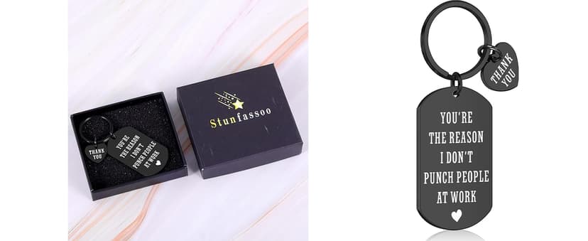 STUNFASSOO Boss Day Gifts for Women Men, Funny Boss Gifts Keychain, Office Gag Gifts for Bosses