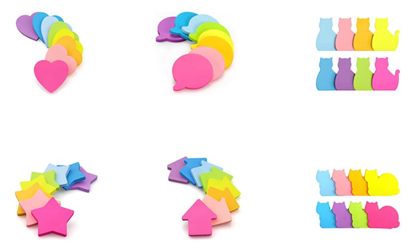 SIMONA Heart Shape Sticky Notes 8 Color Bright Colorful Sticky Pad 75 Sheets/Pad Self-Sticky Note Pads