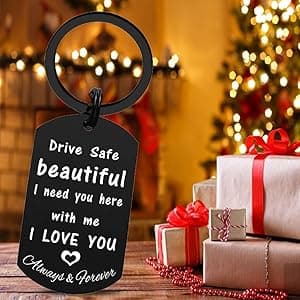 ENGZHI Love Wife Gifts, Drive Safe I Love You Keychain for Mothers Day Anniversary Valentines Christmas