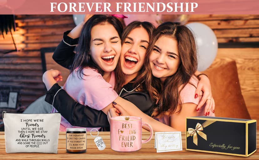 Best Friend Birthday Gifts for Women Friendship Gifts for Women Funny Best Friend Gift for Woman Bestie Gift for Woman Bff Bestfriend, Coffee Mug Makeup Bag Keychain Card