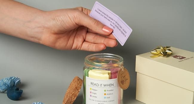 BLIEVE- Bible Verse Jar, Read Me When Bible Verses Jar For Daily Encouragement, Inspirational Prayer & Reflection, Christian Gifts For Women and Men, Religious Graduation Gifts For Her, Gift For Mom