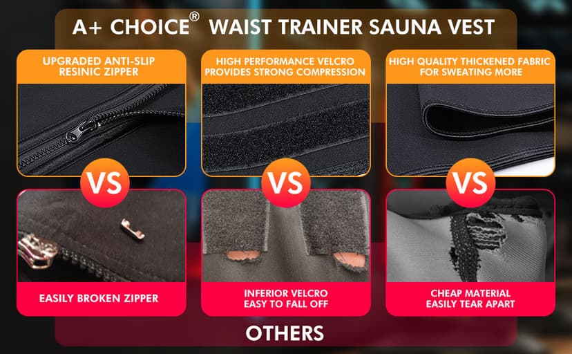 Sauna Vest Waist Trainer for Men - Mens Sauna Suit Double Sweat Belt Body Shaper for Gym Workout Exercise