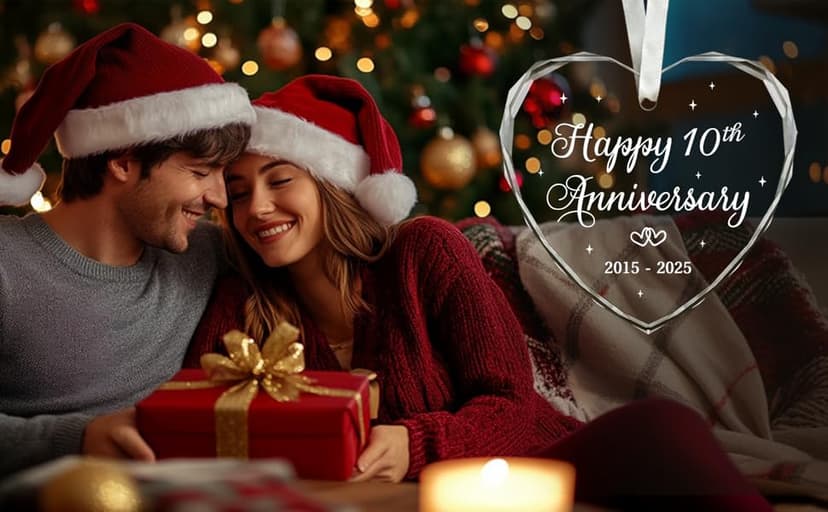 BSQUIELE Christmas Ornament for 10th Anniversary - Happy 10th Anniversary Ornament 2025-10th Wedding Ornament - 10 Year of Marriage Gifts for Couple - Birthday Gift for Husband, Wife