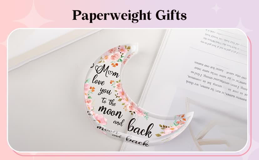 Gifts for Mom, Mom Christmas Gifts from Daughter Son, Christmas Gifts for Mom - Thanksgiving Presents for Mom - Acrylic Moon Shaped Decorative Plaque Gifts.