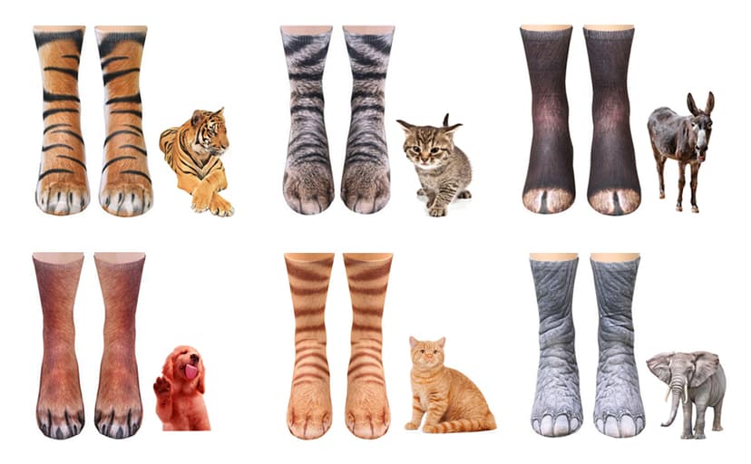 NDLBS Funny Christmas Gifts Novelty 3D Animal Paw Socks Stocking Stuffers for Adult Women Men Teens Gag White Elephant Gifts