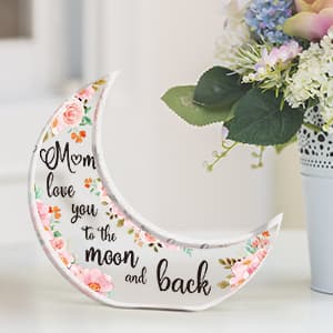 Gifts for Mom, Mom Christmas Gifts from Daughter Son, Christmas Gifts for Mom - Thanksgiving Presents for Mom - Acrylic Moon Shaped Decorative Plaque Gifts.