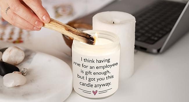 Afterprints Scented Candles - Boss Gifts for Women Men, Funny Birthday Gift for Best Boss Lady, Christmas Cool Gifts for Bosses Female- Lavender Natural Soy Wax Candle