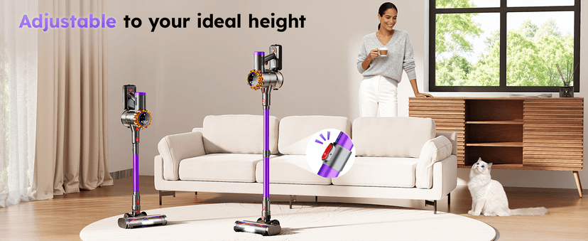 Cordless Vacuum Cleaner,Upgraded 550W 45KPA 60Mins Vacuum Cleaners for Home,Self-Standing Stick Vacuum with LED Display,8 in 1 Lightweight Anti-tangle Wireless Vacuum for Pet Hair Carpet Hard Floors