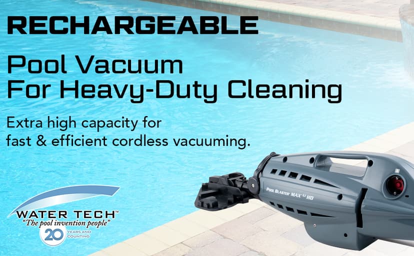 POOL BLASTER Max HD Cordless Pool Vacuum - Heavy-Duty Cleaning with High Capacity, Handheld Rechargeable Swimming Pool Cleaner for Inground & Above Ground Pool, Hoseless Design by Water Tech