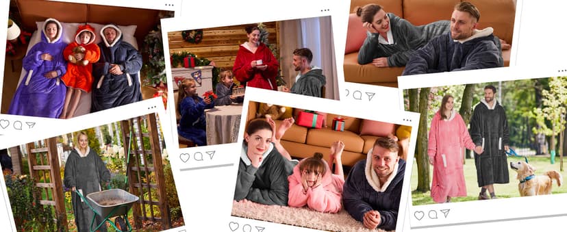 yescool Wearable Blanket Hoodie - Birthday Christmas Gifts for Women Mom Girlfriend, Oversized Flannel Sherpa Cozy Hooded Blanket Sweatshirt Adult With Hood Pocket & Sleeves, One Size Fits All (Grey)