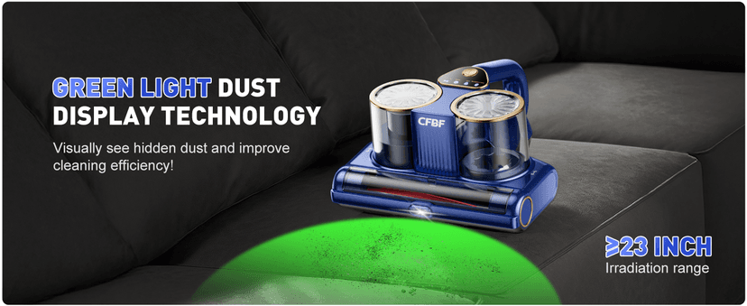 Mattress Vacuum Cleaner, Bed Vacuum Cleaner with 16Kpa Suction 253.7nm UV-C Light, Ultrasonic & High Heating, 500W Powerful Double-Cup Handheld Vacuums for Bed, Sofa, Couch, Crib, 16.4FT Corded