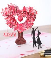 Pop Up Anniversary Card, 3D Love Tree Hearts Couple Wedding Card for Her, Wife, Husband, Him, Couple; Ideal Gift for Wedding, Romantic Birthday, Anniversary, Valentines, Mothers Day, 6x8 inch