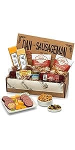 Dan the Sausageman Yukon Gift Basket - Gourmet Smoked Beef Summer Sausages, Cheese & Snacks for Easy Gifting | Perfect for Father's Day, Holidays & Any Occasion, 10-Item