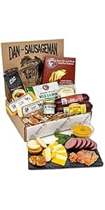 Dan the Sausageman Yukon Gift Basket - Gourmet Smoked Beef Summer Sausages, Cheese & Snacks for Easy Gifting | Perfect for Father's Day, Holidays & Any Occasion, 10-Item