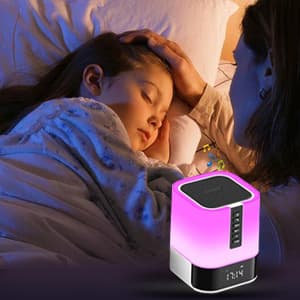 Night Light Bluetooth Speaker, 5 in 1 Touch Control Bedside Lamp Dimmable Multi-Color Changing, Bedroom Alarm Clock, Best Birthday Gift Ideas for 10 11 12 13 14 Year Old Teenage Girls/Boys
