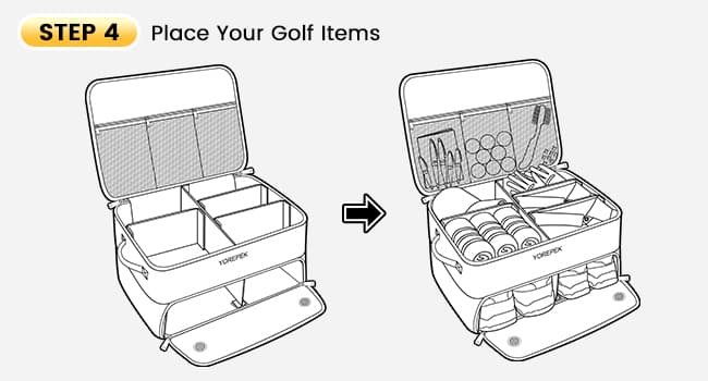 YOREPEK 2 Layer Golf Trunk Organizer, Golf Gifts for Men with Separate Ventilated Compartment for 2 Pair Shoes, Waterproof Car Trunk Locker for Balls, Tees, Clothes, Gloves, Accessories, Golfer Gifts