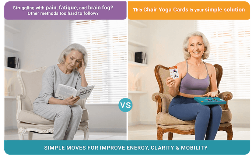 Chair Yoga for Seniors Over 60, Safe & Easy Chair Yoga Exercise Cards for Strength, Relaxation & Recovery, Thoughtful Gifts for Mom, Dad, Grandparent