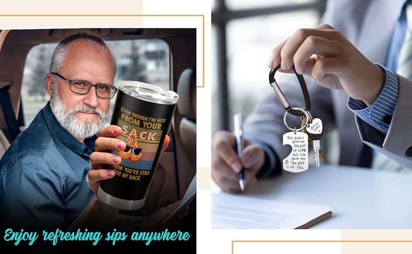 Bonus Dad Gifts - Step Dad Gifts From Daughter, Son, Kids - 20 Oz Tumbler & Keychain Funny Stepdad Gift - Christmas Father Day, Birthday Gift For Stepdad - Best Bonus Father Travel Coffee Mug