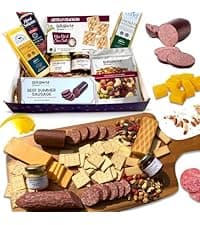 Deluxe Meat and Cheese Gift Basket – Gourmet Charcuterie Assortment Charcuterie Food Items, Meat Cheese Assortment, Food Gifts for Men, Tailgating, Business, Congratulations, Care Packages, Thanksgiving and Christmas Gifts - 11-item Bundle