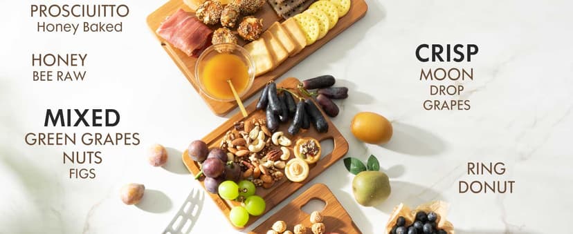 Astercook Deep-Carbonized Bamboo Cutting Boards for Kitchen with Wood Storage Stand, Reversible Charcuterie & Chopping Boards with Juice Grooves and Easy-Grip Handles, Knife-Friendly, Kitchen Gift