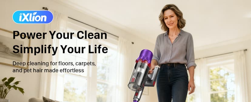 Cordless Vacuum Cleaner - Powerful Stick Vacuum with HEPA Filter, 55-Min Runtime, LED Light, Anti-Tangle Brush, Detachable Battery, Lightweight for Home, Pet Hair, Carpets & Hard Floors
