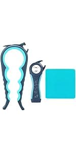 Otstar Jar Opener Bottle Opener and Can Opener for Weak hands, Seniors with Arthritis and Anyone with Low Strength, Mutil Jar Opener Get Lids Off Easily (Blue and Grey)