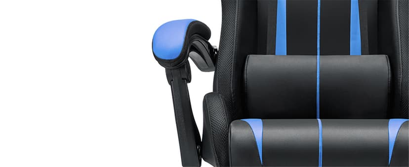 HOFFREE RGB Gaming Chair with Speakers Massage Computer Gaming Chair with LED Lights and Footrest High Back Video Game Chair for Adults Blue and Black